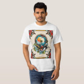 桟橋のペリカンTシャツ | 海辺のマリーナ自然 Tシャツ (正面フル)