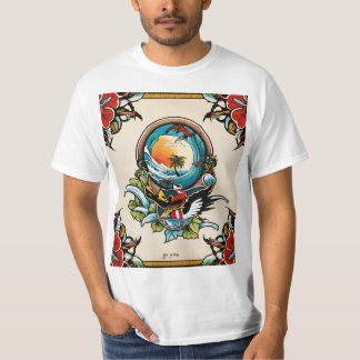 桟橋のペリカンTシャツ | 海辺のマリーナ Tシャツ