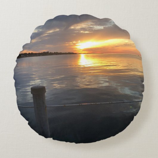 桟橋の夕日 ラウンドクッション (正面)