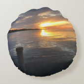 桟橋の夕日 ラウンドクッション (裏面)