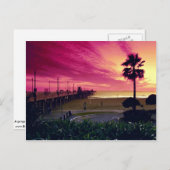 桟橋の豪華な夕日、ハンティントンビーチ、C ポストカード (正面/裏面)