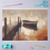 桟橋アース・トーンのデコペ絵を描ージでボート 薄葉紙 (クラフト)