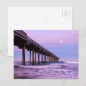 桟橋上の紫の夜明け、カリフォルニア ポストカード (正面/裏面)