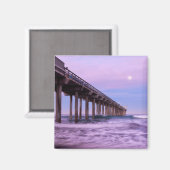 桟橋上の紫の夜明け、カリフォルニア マグネット (正面/裏面)