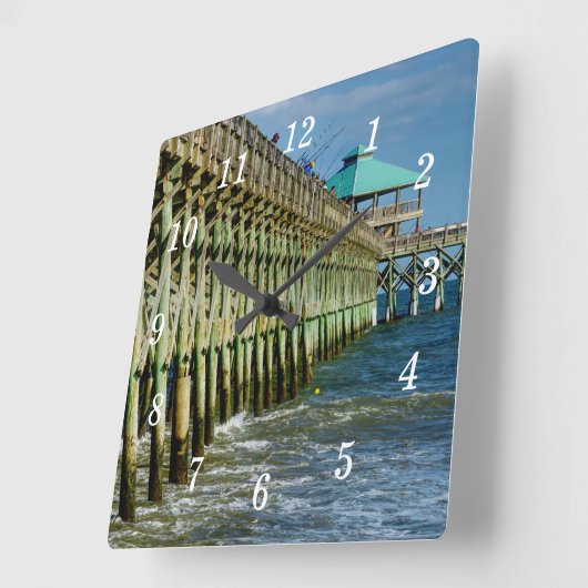 桟橋魚釣りウォールクロック スクエア壁時計 (傾斜)