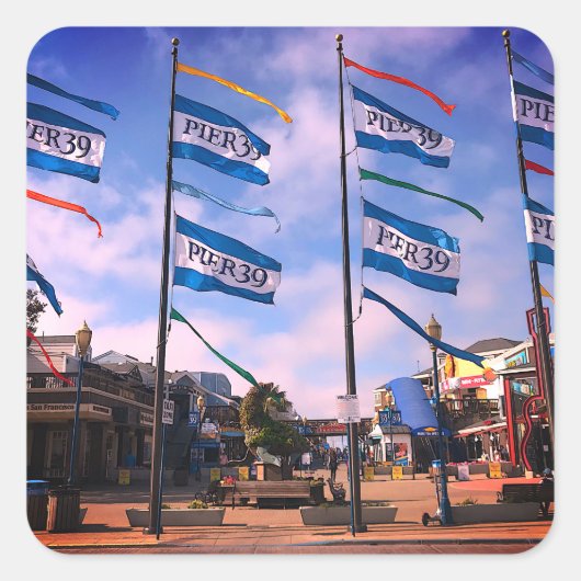 桟橋39海獅子像#3ステッカー スクエアシール (正面)