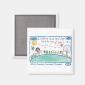 桶をもって庭に水をやる マグネット (正面/裏面)