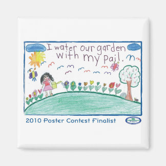 桶をもって庭に水をやる マグネット