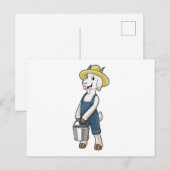 桶を持った農夫の羊 ポストカード (正面/裏面)