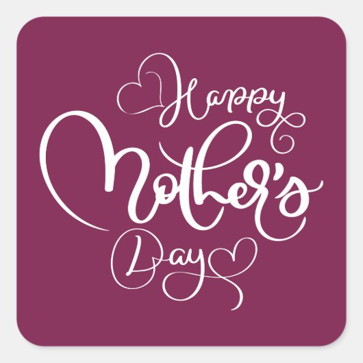 梅かわいらし紫ハッピーマザーズデー スクエアシール (正面)
