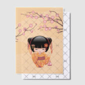 梅こけし人形芸者日本のイエローインサート ベラム紙招待状 (オフセット (招待状))