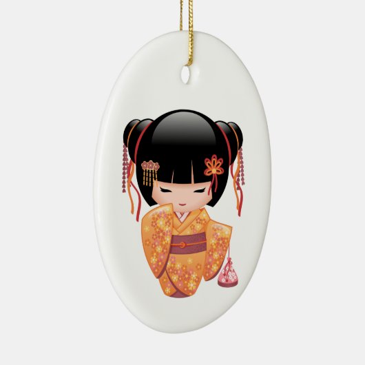 梅こけし人形 – かわいい日本の芸者ガール セラミックオーナメント (右)