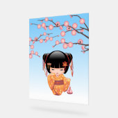 梅こけし人形 – 日本の芸者ガールブルー アクリルサイン (傾斜)