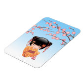 梅こけし人形 – 日本の芸者ガールブルー マグネット (左側)