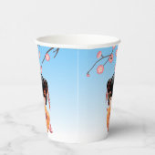 梅こけし人形 – 日本の芸者ガールブルー 紙コップ (右)