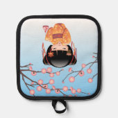 梅こけし人形 – 日本の芸者ガールブルー 鍋敷き (正面)