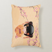 梅こけし人形 – 桃日本の芸者少女 アクセントクッション (正面(垂直))