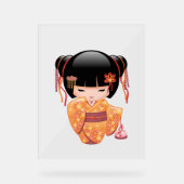 梅こけし人形 – 桃日本の芸者少女 アクリルサイン (正面)
