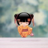 梅こけし人形 – 桃日本の芸者少女 アクリルサイン (ニュートラル)