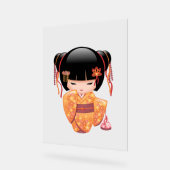 梅こけし人形 – 桃日本の芸者少女 アクリルサイン (傾斜)