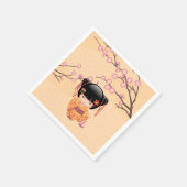 梅こけし人形 – 桃日本の芸者少女 スタンダードカクテルナプキン (角)