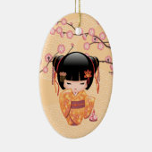 梅こけし人形 – 桃日本の芸者少女 セラミックオーナメント (右)