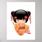 梅こけし人形 – 桃日本の芸者少女 ポスター (正面)