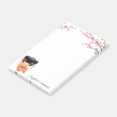 梅こけし人形 – 桃日本の芸者少女 ポストイット (アングル)