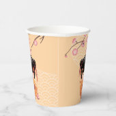 梅こけし人形 – 桃日本の芸者少女 紙コップ (右)