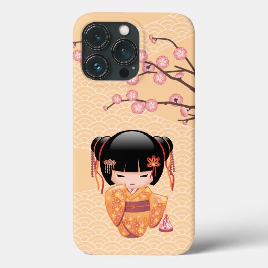 梅こけし人形 – 桃日本の芸者少女 Case-Mate iPhoneケース (裏面)