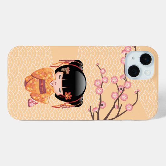 梅こけし人形 – 桃日本の芸者少女 Case-Mate iPhoneケース (裏面 (横))