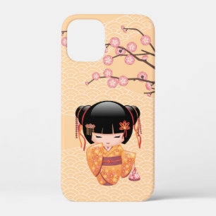 梅こけし人形 – 桃日本の芸者少女 iPhone 12 MINI ケース