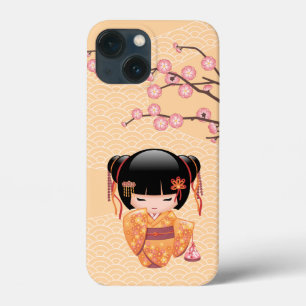 梅こけし人形 – 桃日本の芸者少女 iPhone 13 MINIケース