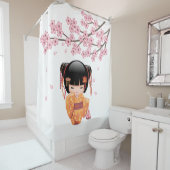 梅こけし女日本の子 シャワーカーテン (インサイチュ)