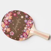 梅とさくらんぼが咲く秋の茶色 卓球ラケット (横)