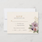梅とオリーブのボタニカル ウェディング RSVP カード (正面)