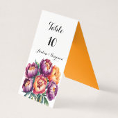 梅とオレンジの牡丹結婚花束のテーブル番号 (正面)