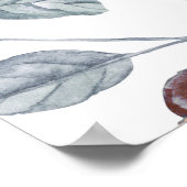 梅とブルゴーニュの花水彩結婚の看板 ポスター (角)