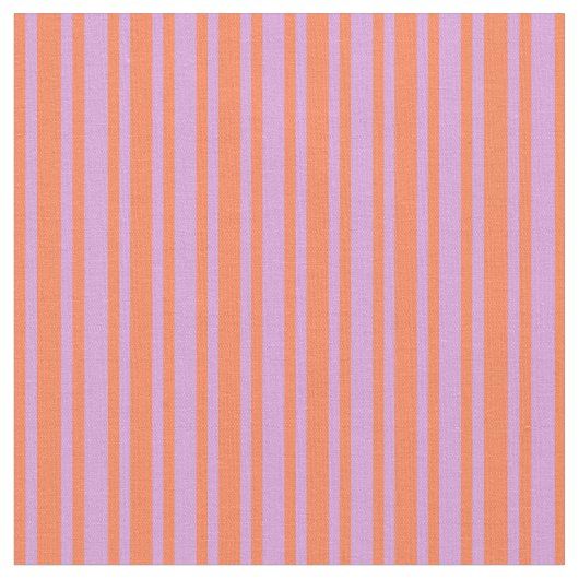 梅と珊瑚色ののストライプ模様 ファブリック (クローズアップ)