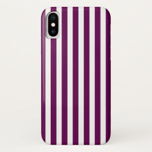 梅と白のキャンディストライプー iPhone X ケース