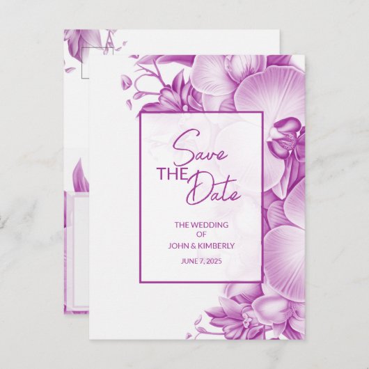 梅と白の結婚発表ポストカード 案内ポストカード (正面/裏面)