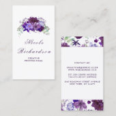 梅と紫のスタイリッシュ花とエレガント 名刺 (正面/裏面)