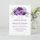 梅と紫のフローラ紫エレガントな結婚式 招待状 (スタンド正面)