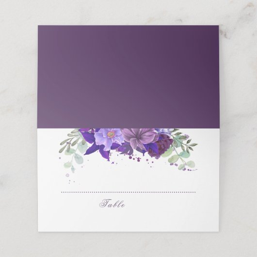 梅と紫の紫のフローラエレガントな結婚式 プレイスカード (外部開封)