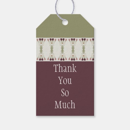 梅と緑にアクセント付きのフローラ ギフトタグ (正面)