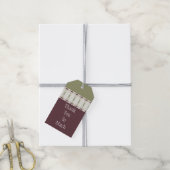 梅と緑にアクセント付きのフローラ ギフトタグ (より糸付き)