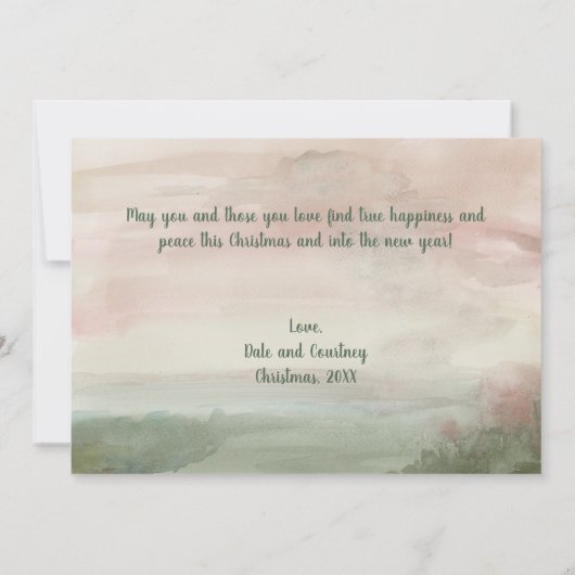 梅と緑のクリスマスが木を持ち帰る カード (裏面)