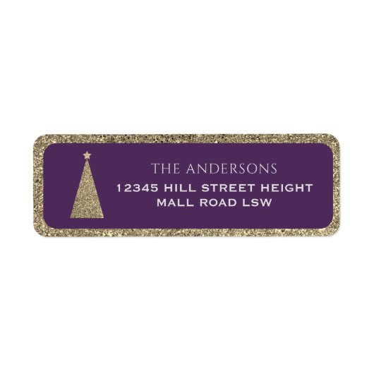 梅と金ゴールドグリッターエレガントクリスマスツリー ラベル (正面)