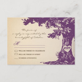 梅の古木 ヴィンテージ結婚式の出欠確認カードデザイン 出欠カード