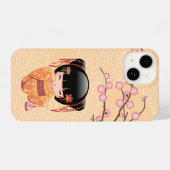 梅の小芥子人形 - 日本の桃の芸者 iPhoneケース (裏面横)